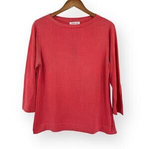 Coldwater Creek Sweater Women’s M Red Silk Blend Lightweight 3/4 Sleeve READ
